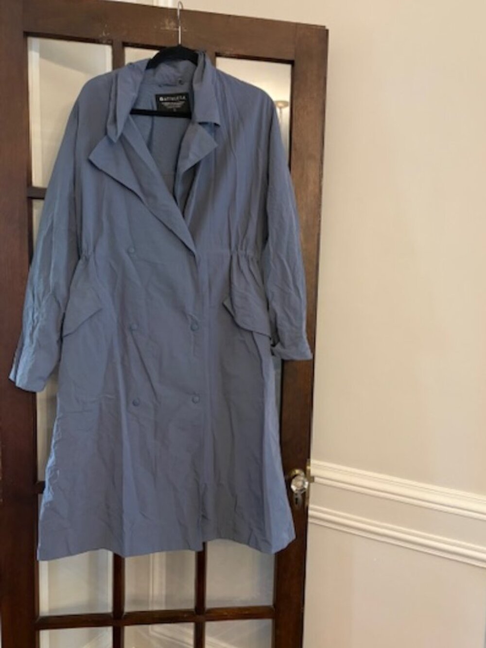Athleta Blue Trench Raincoat, Size Small